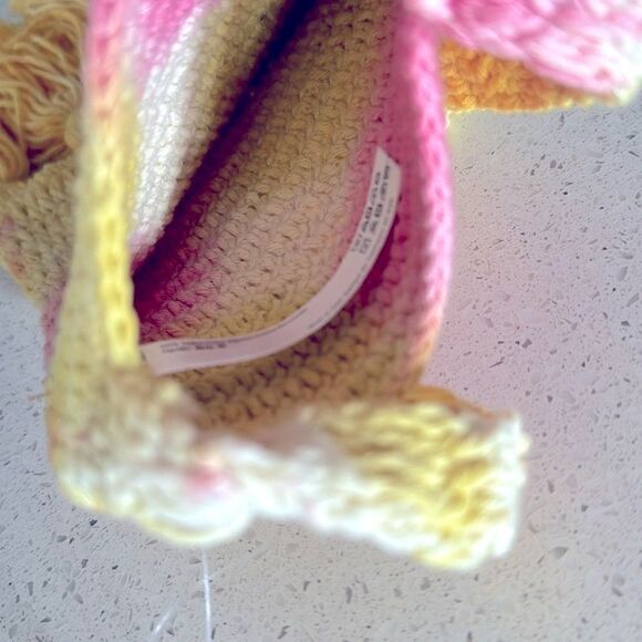 NWOT Urban Outfitters Woven Neck Pouch Purse Beachy Summer Fringe Yellow Pink - Picture 7 of 11